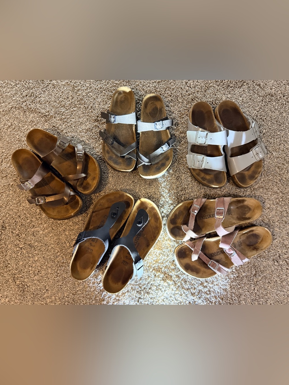 Birkenstock women Multi-Color Assorted Sandal Lot - Brown, Black, White, Pink